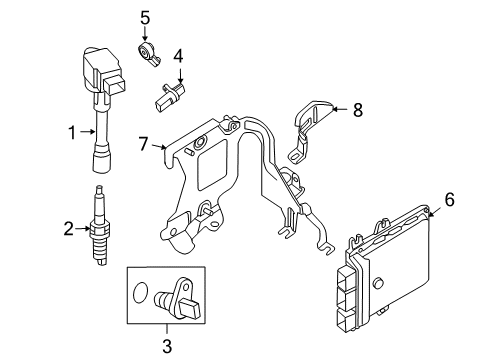 2008 Nissan Altima Powertrain Control Engine Control Module Diagram for 23710-JA91A