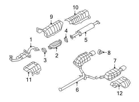 2007 Hyundai Sonata Exhaust Components Catalytic Converter Assembly Diagram for 28950-3C700