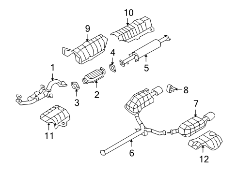 2009 Hyundai Sonata Exhaust Components Protector-Heat Center Diagram for 28792-3K000