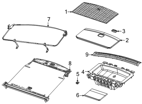 2021 Jeep Grand Cherokee L Interior Trim - Rear Body Latch Release Diagram for 6SB59TX7AB