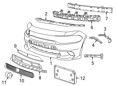 2021 Dodge Charger Bumper & Components - Front Support-Front Fascia Diagram for 68225538AA
