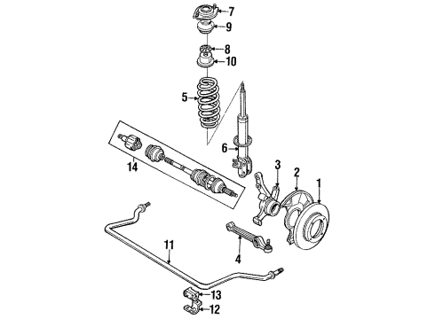 1986 Chevrolet Sprint Front Suspension Components, Lower Control Arm, Stabilizer Bar Support Diagram for 96052205