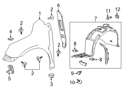 2014 Buick LaCrosse Fender & Components Fender Front Bracket Diagram for 9056531