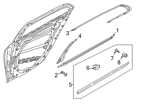 2017 Genesis G90 Exterior Trim - Rear Door Moulding Assembly-Waist Line Rear Door, LH Diagram for 87721-D2000