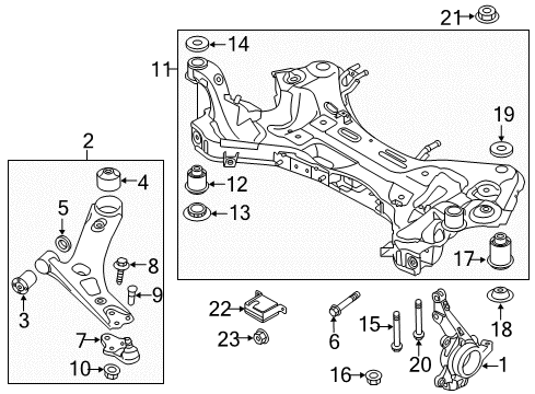 2015 Kia Sportage Front Suspension Components, Lower Control Arm, Stabilizer Bar Bolt Diagram for 62617-2T100