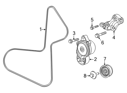 2017 Jeep Grand Cherokee Belts & Pulleys Bolt Diagram for 68035492AA