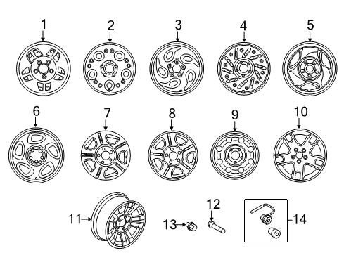2007 Ford Ranger Wheels Wheel, Alloy Diagram for 3L5Z-1007-AA