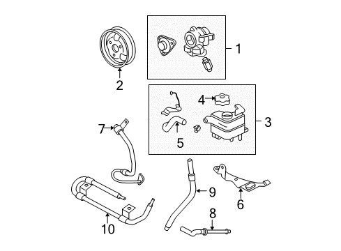 2005 Ford Ranger P/S Pump & Hoses, Steering Gear & Linkage Upper Return Hose Diagram for 6L5Z-3A713-H