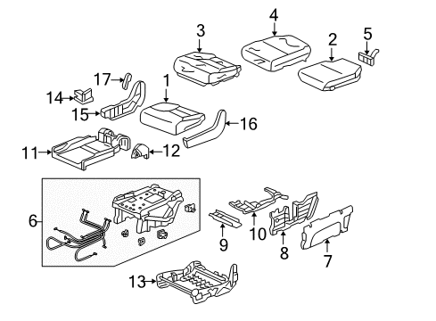 2007 Honda Odyssey Rear Seat Components Pad, R. Middle Seat Cushion Diagram for 81332-SHJ-A01