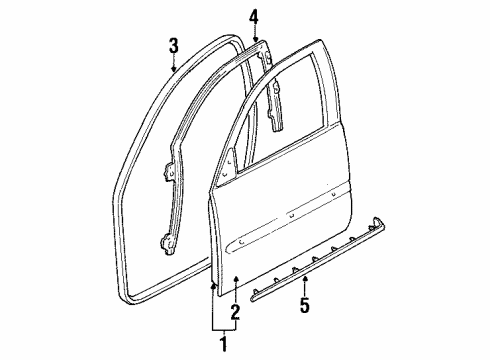 2003 Oldsmobile Aurora Front Door Weatherstrip Asm-Front Side Door Auxiliary *Neutral L Diagram for 25725412