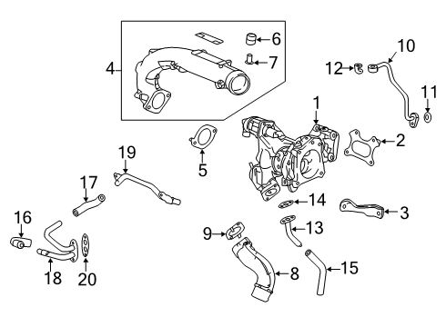 2019 Honda Civic Turbocharger Turbocharger Assembly Diagram for 18900-5BF-A01