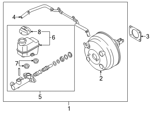 2012 Hyundai Genesis Hydraulic System Booster & Master Cylinder Assembly Diagram for 58500-3M000
