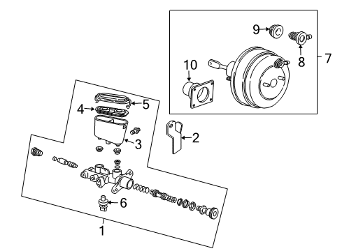 2004 Pontiac GTO Hydraulic System Power Brake Booster ASSEMBLY (Vacuum) (Service) Diagram for 92108390