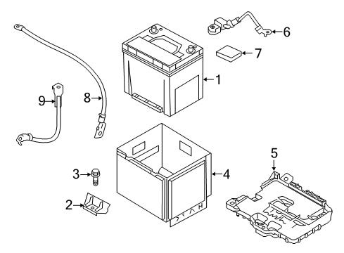 2016 Kia Rio Battery Tray Assembly-Battery Diagram for 371501W500