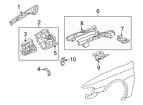 2002 Honda Accord Structural Components & Rails Wheelhouse, L. FR. Diagram for 60700-S4K-A00ZZ