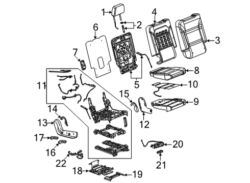 2022 Cadillac Escalade Second Row Seats Seat Cushion Pad Diagram for 84800292