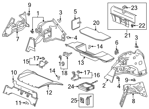 2019 Honda Clarity Interior Trim - Rear Body Clip Assy., Trim *NH167L* (GRAPHITE BLACK) Diagram for 90667-TC0-U01ZA
