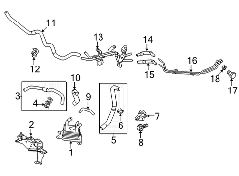 2021 Lexus LC500h Trans Oil Cooler Clamp, Oil Cooler Tube Diagram for 32923-50110