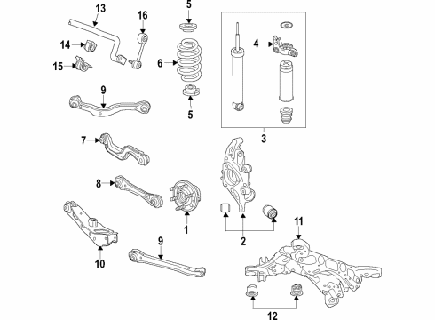 2020 Chevrolet Blazer Rear Suspension Components, Lower Control Arm, Ride Control, Stabilizer Bar Shock Diagram for 84749051