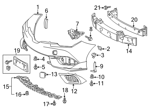 2018 Toyota Corolla iM Front Bumper Hole Cover Diagram for 52127-12912