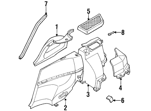 1991 Nissan 300ZX Interior Trim - Quarter Panels Grille-Rear Speaker, LH Diagram for 28175-30P20