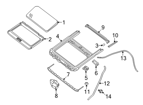 2009 Nissan Maxima Sunroof Bracket-Sunroof, Center LH Diagram for 91316-9N02A