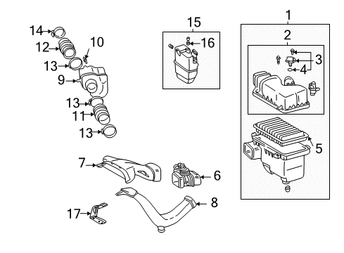 2002 Toyota Camry Powertrain Control Air Cleaner Assembly Diagram for 17700-0A180