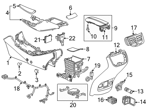 2017 Chevrolet Malibu Center Console Theft Deterrent Module Assembly Diagram for 13523275