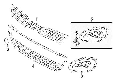 2013 Kia Rio Grille & Components Grille Assembly-Front Fog, L Diagram for 865831W200