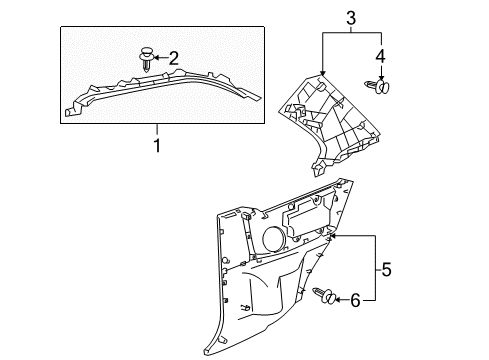 2015 Toyota Yaris Interior Trim - Quarter Panels Quarter Trim Panel Diagram for 62520-0D090-C1