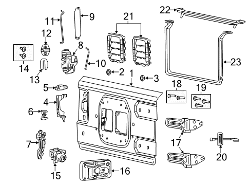 2019 Jeep Wrangler Tail Gate Link-TAILGATE Latch To Lock Cylinder Diagram for 68292630AA