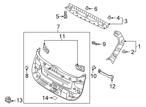 2022 Hyundai Santa Fe Interior Trim - Lift Gate Cover-T/GATE RR Lamp, LH Diagram for 81713-S2000-NNB