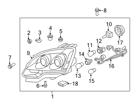 2011 GMC Acadia Combination Lamps Stoplamp Bulb Diagram for 12450108