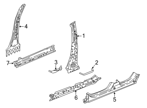 2020 Honda CR-V Center Pillar & Rocker Separator, R. Center Pillar (Outer) Diagram for 63217-TLA-A01