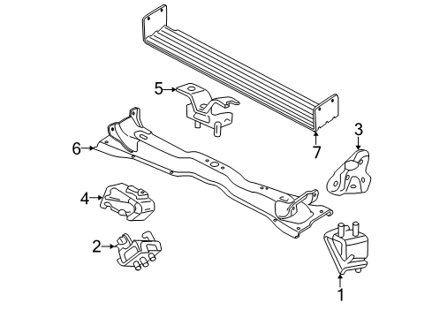 2006 Ford Explorer Engine & Trans Mounting Rear Support Diagram for 6L2Z-6A023-AB