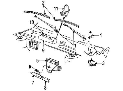 1989 Chrysler New Yorker Wiper & Washer Components Part Diagram for 4389387