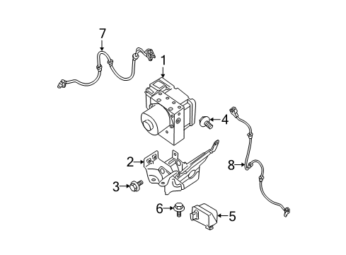 2012 Nissan Frontier ABS Components Anti Skid Actuator Assembly Diagram for 47660-9BD2D