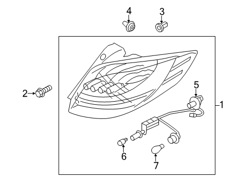 2013 Hyundai Veloster Bulbs Lamp Assembly-Rear Combination, RH Diagram for 92402-2V100