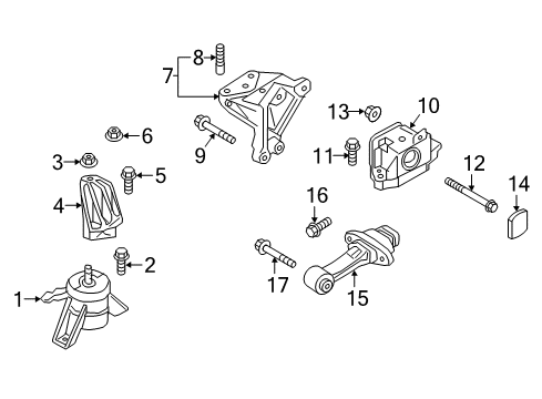 2016 Kia Optima Engine & Trans Mounting Engine Mounting Support Bracket Diagram for 21825-C2300