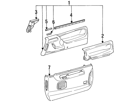 1992 Toyota Previa Interior Trim - Door Panel Sub-Assembly, Front A Diagram for 74201-95D01-B1