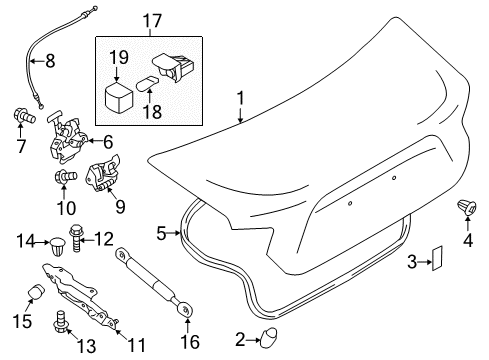 2018 Toyota 86 Trunk Support Cylinder Diagram for SU003-06404