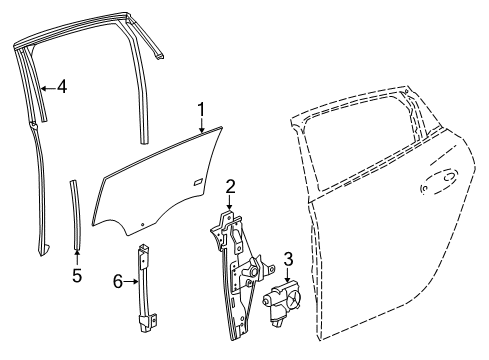 2018 Buick LaCrosse Rear Door - Glass & Hardware Rear Guide Diagram for 22985686