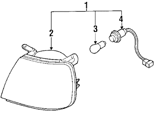 1993 Infiniti Q45 Signal Lamps Lamp Assembly-Front Comb, LH Diagram for B6125-60U00