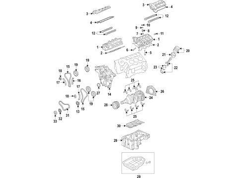 2020 Kia Stinger Engine Parts, Mounts, Cylinder Head & Valves, Camshaft & Timing, Variable Valve Timing, Oil Pan, Balance Shafts, Crankshaft & Bearings, Pistons, Rings & Bearings Sprocket-Crankshaft, RH Diagram for 23122-3L100