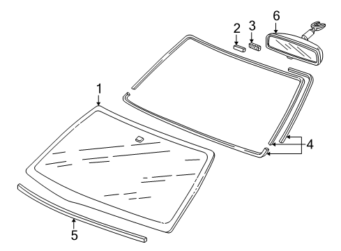 2002 Honda Odyssey Windshield Glass Rubber Set, FR. Windshield Dam Diagram for 04731-S0X-A21