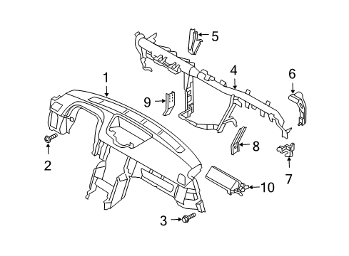 2006 Infiniti G35 Cluster & Switches, Instrument Panel Bolt Diagram for 01121-01053