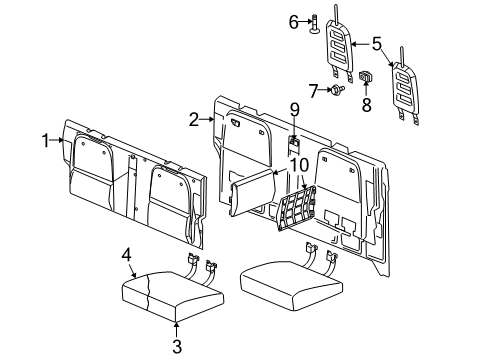 2006 Mitsubishi Raider Rear Seat Components Rear Seat Cushion Cover Right Diagram for 1BK001J3AA