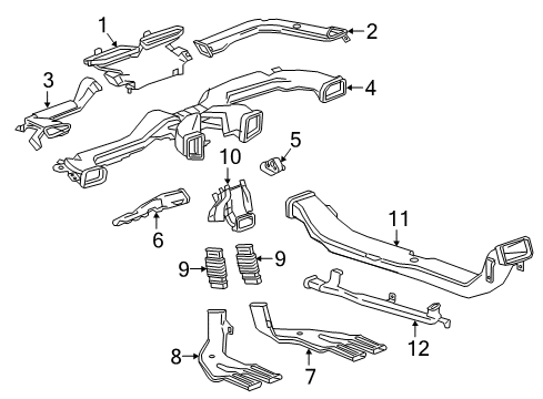 2017 Buick LaCrosse Ducts Floor Duct Diagram for 22989228