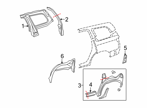 Diagram for 2010 Toyota Sequoia Inner Structure - Quarter Panel 
