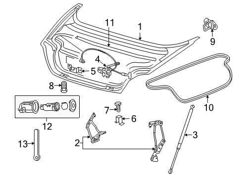 2006 Dodge Viper Trunk Lid Screw-HEXAGON Head Diagram for 6101651